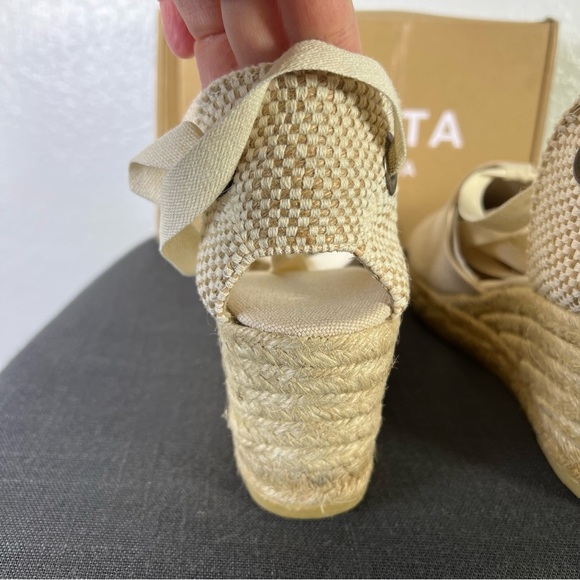 Viscata Escala Espadrille Canvas Wedges w/Sleek Ankle Laces Size 39 EUR Size - Picture 3 of 8